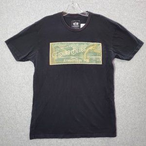 Atmosphere Men Shirt‎ Medium Black Id Rather Be Fishing Blues Graphic Tee READ